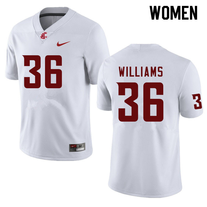 Women #36 Kedron Williams Washington State Cougars College Football Jerseys Sale-White - Click Image to Close